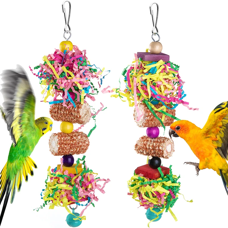 2/3 Teile/los Vogel Papagei Spielzeug Set Bunte Schredder Futtersuche Verschiedene Hängenden Käfig Vogel Kauen Rack Spielzeug Haustier papagei Molaren Biss Spielzeug – Detail 6