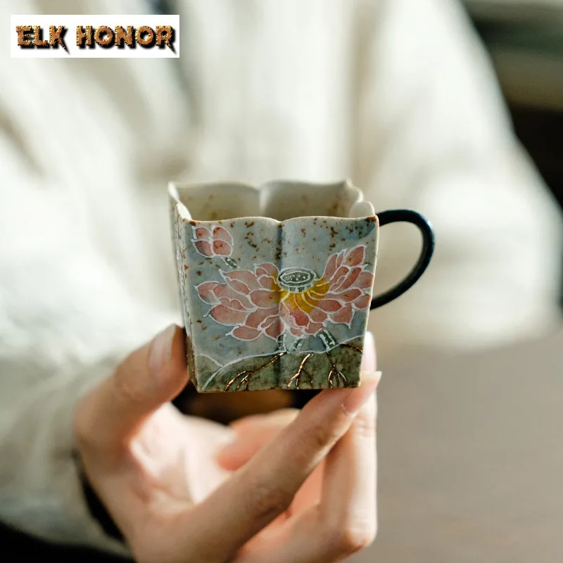 

90ML Hand-painted Powder Lotus Flint Red Teacup Tea Bowl Beautiful Tea Cup Tasting Personal Cup Chazhan Master Cups Tea Services