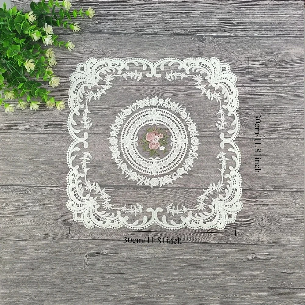 Vintage French Style Lace Flowers Table Cloth Table Setting Mat Anti-scald Pad for Living Room Home Hotel Night Table Decoration