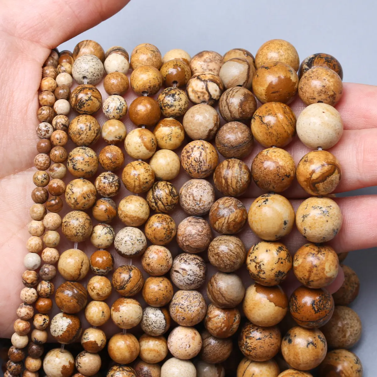 Picture Jasper Natural Stone Round Beads For Jewelry Making Loose Beads DIY Necklaces Accessories 4/6/8/10/mm