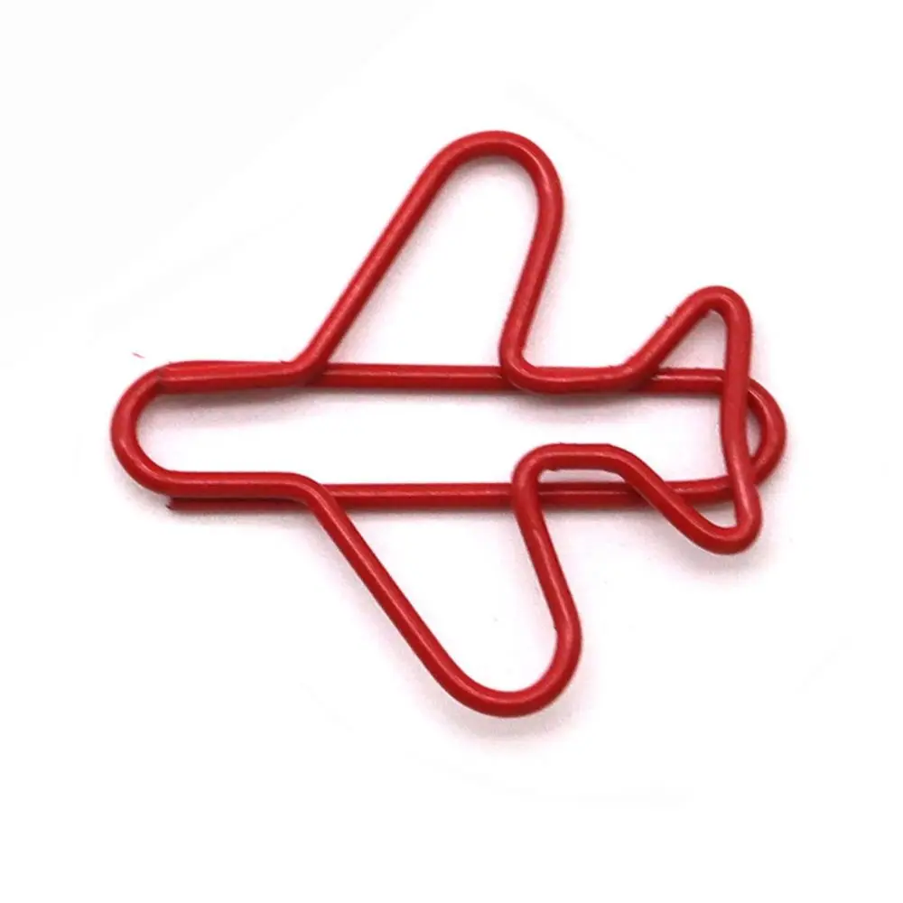 10pcs Metal Airplane Shape Office Paper Clips School Office Stationery 2.7x2.5cm DIY Paper Clip Holder Craft Supplies