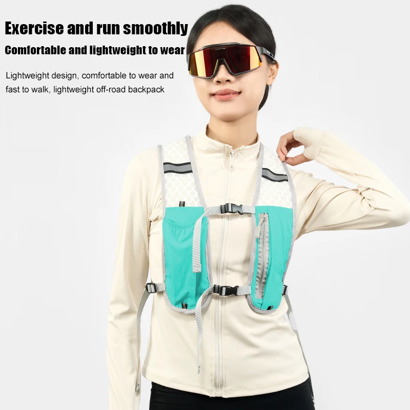 سترة للجري مع جيوب متعددة خفيفة الوزن عاكسة للضوء حقيبة ظهر مادة قابلة للتنفس للتسلق والمشي لمسافات طويلة والتخييم