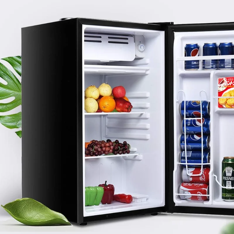 Safeplus 3.2 Cu.Ft Mini Compact Refrigerator, Under Counter Fridge with Small Freezer Removable Glass Shelves - Drinks Food Beer