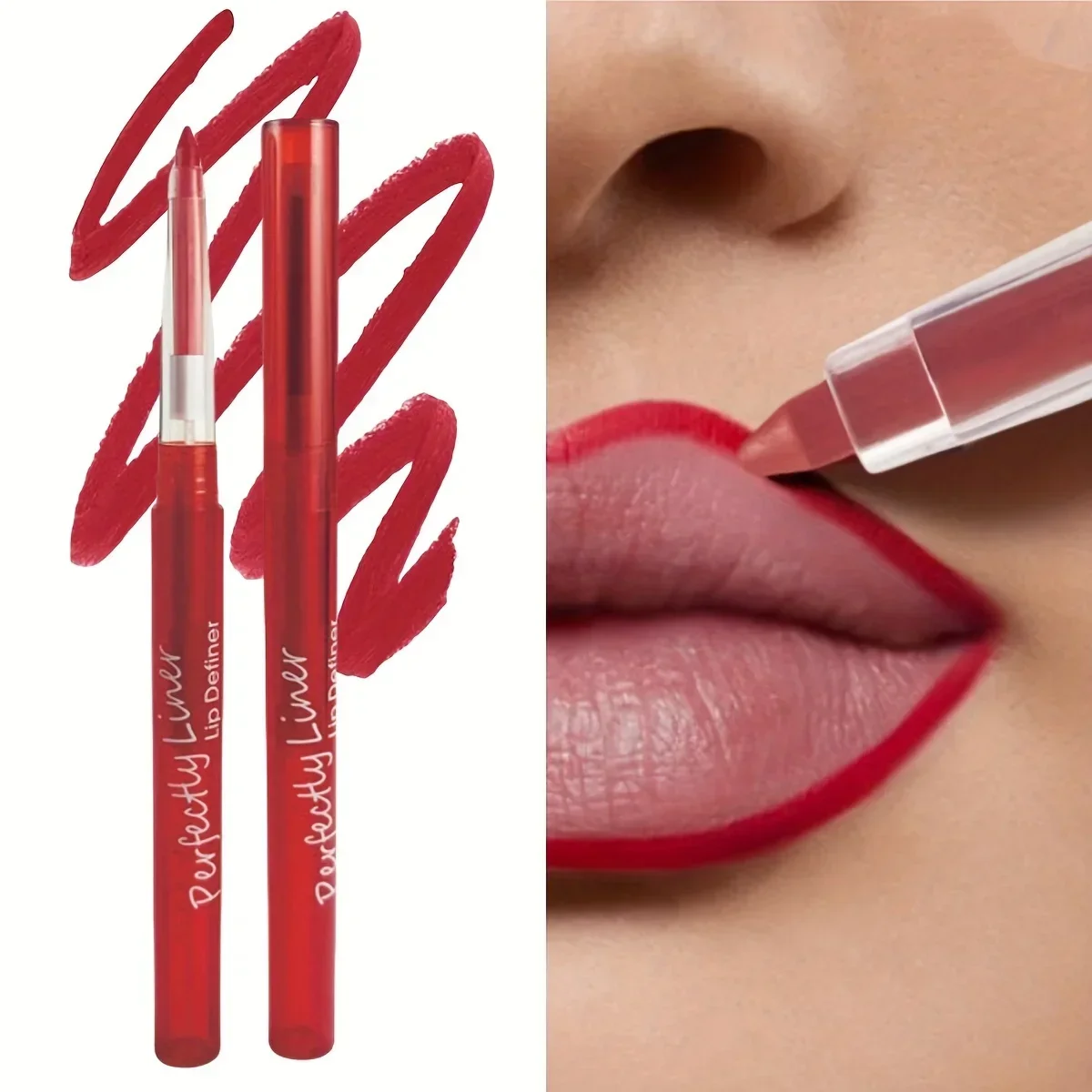 Fodera per labbra in velluto opaco Fodere per labbra liquide impermeabili sexy a lunga durata Trucco rosso antitraccia Cosmetico nudo