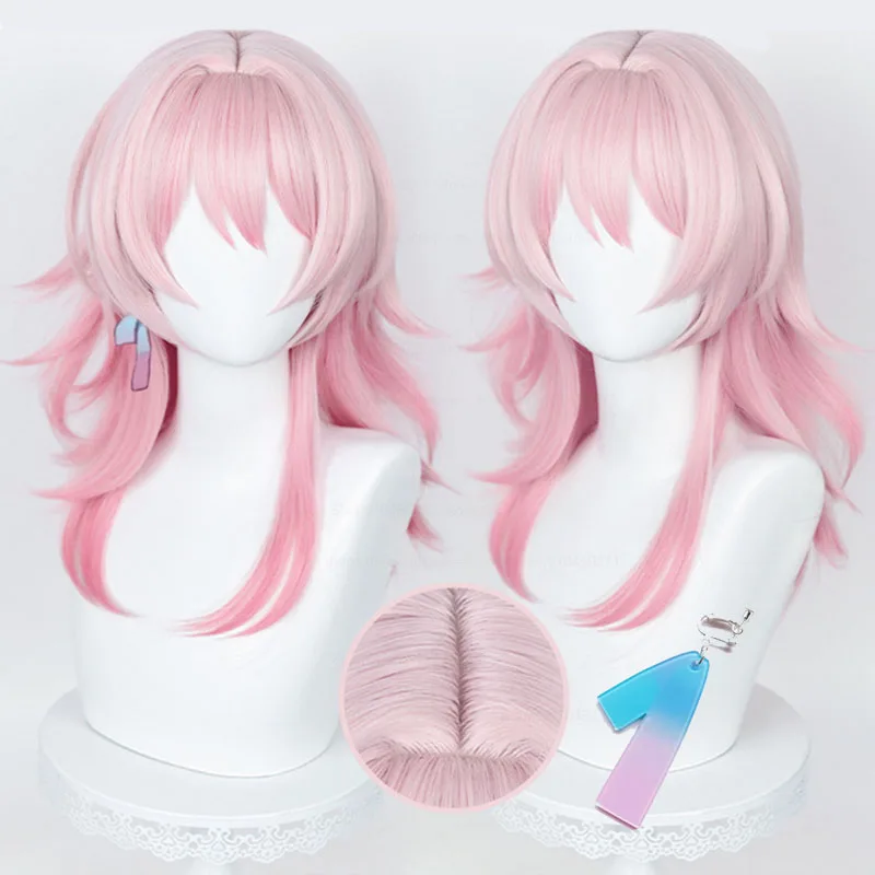 

March 7th Cosplay Wig Honkai Star Rail Cosplay High Quality 50cm Pink Gradient Heat Resistant Synthetic Hair Anime Wigs + WigCap