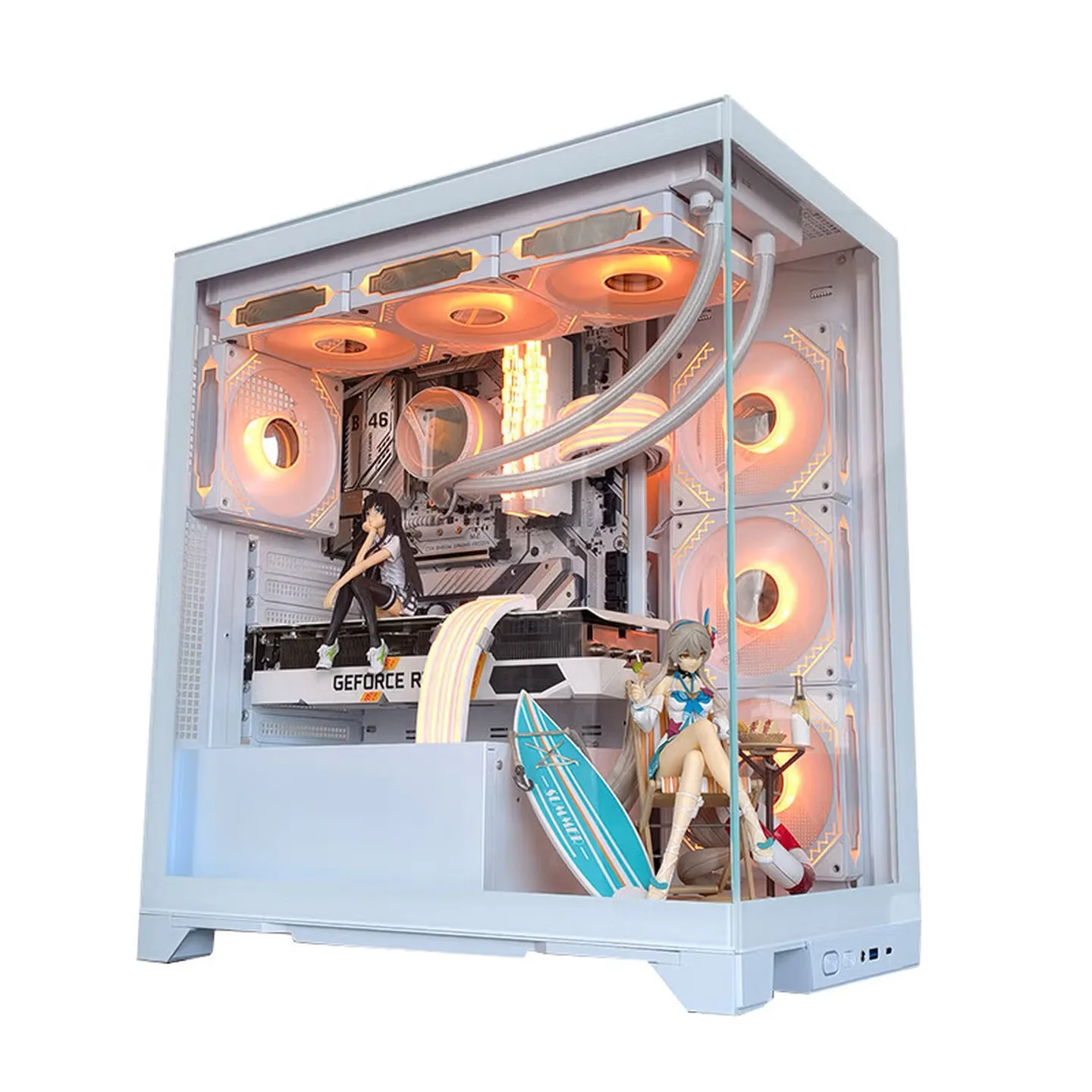 WJCOOLMAN Prism pro ATX Computer Case Double-Sided Glass Sea-View Apartment Type-C Support for 240/280/360 Water Cooling