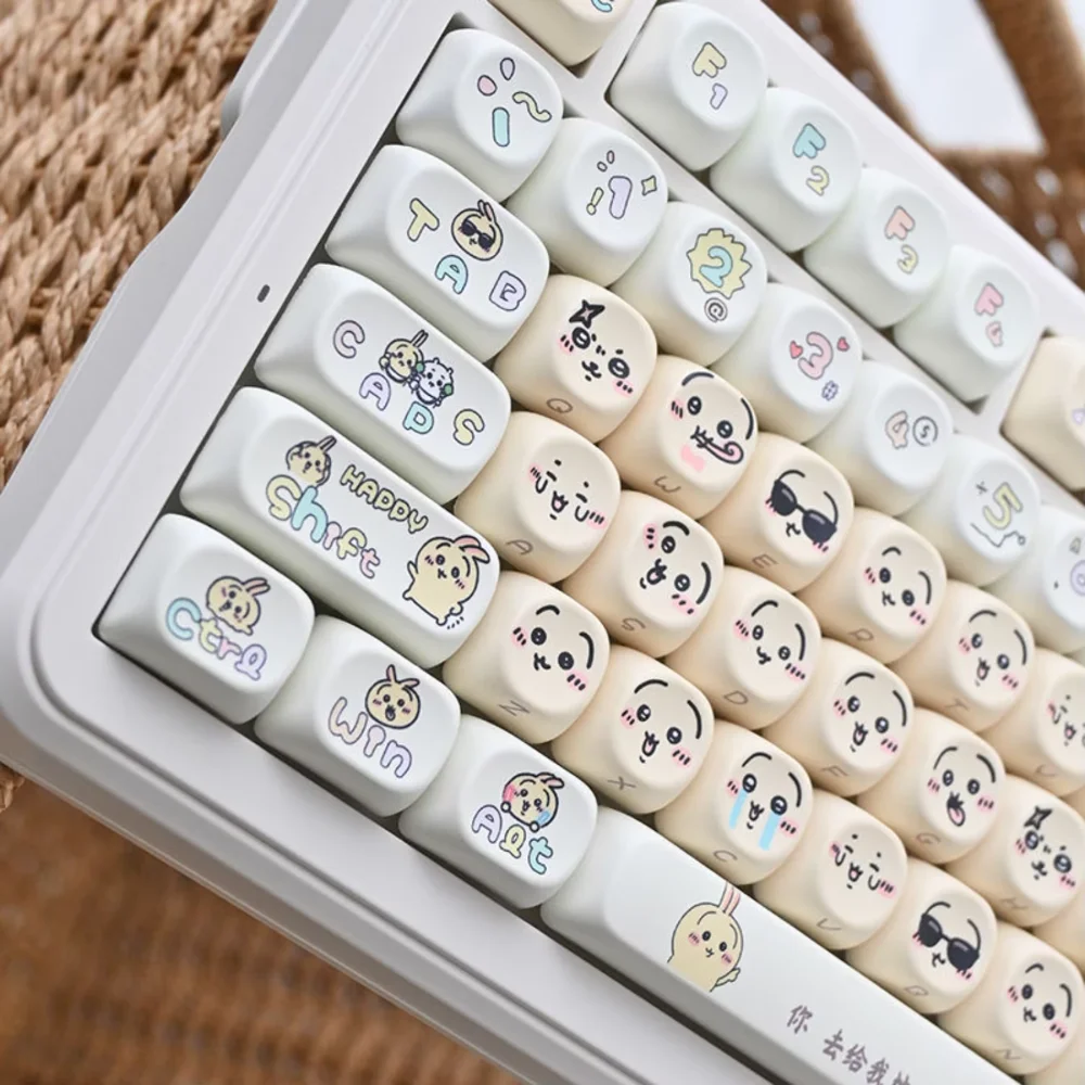 Usage 136 Keys MOA Keycaps PBT Cute Milk White for 60/64/84/98/108 Gaming Mechanical Keyboard MX Switch