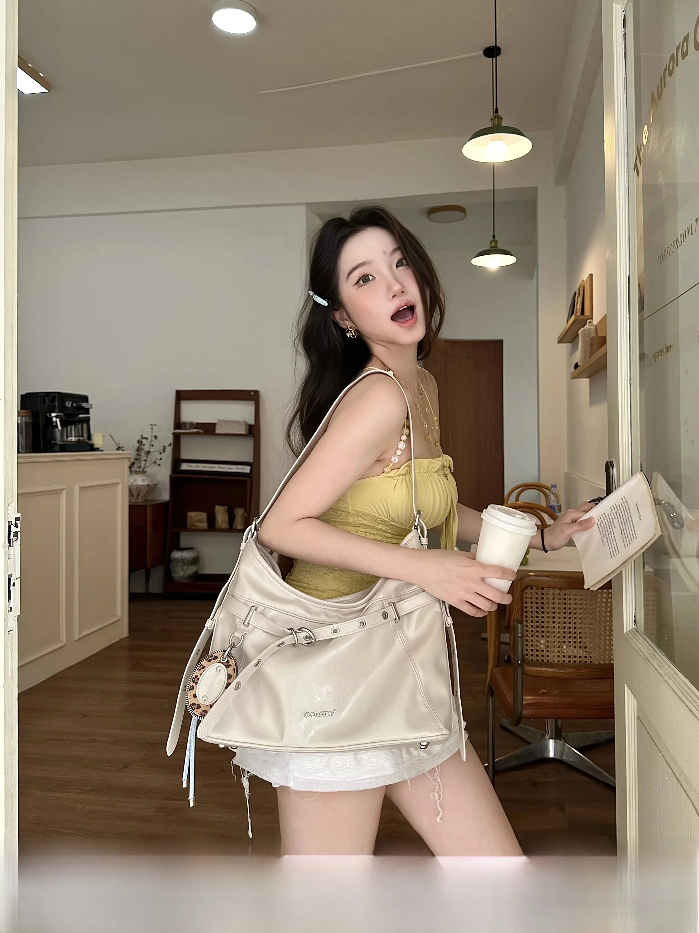 

Cultivator Original Retro Minimalist Large Capacity Color Block Handbag Hobo Spring Summer New Style Soft PU Leather Women's Bag