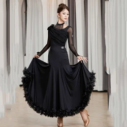 New Ballroom Dance Competition Clothing For Women Modern Dance Tops Big Swing Skirts Suit Waltz National Standard Dress DQS15659