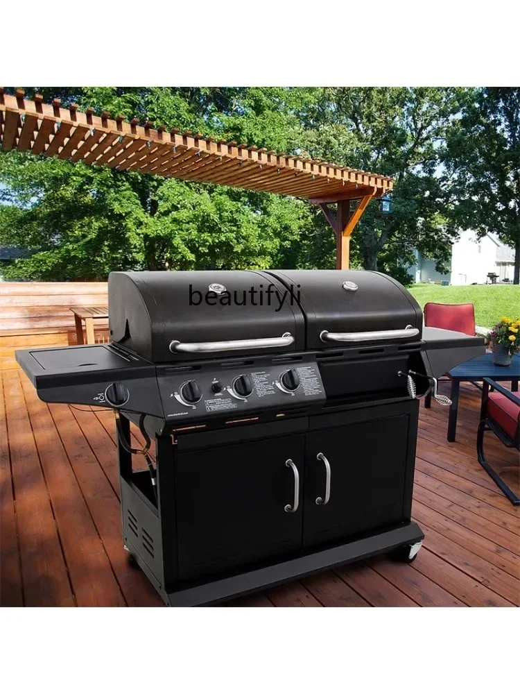 yh Gas and carbon dual-purpose courtyard grill, liquefied gas grill, commercial large-size hotel American stew grill