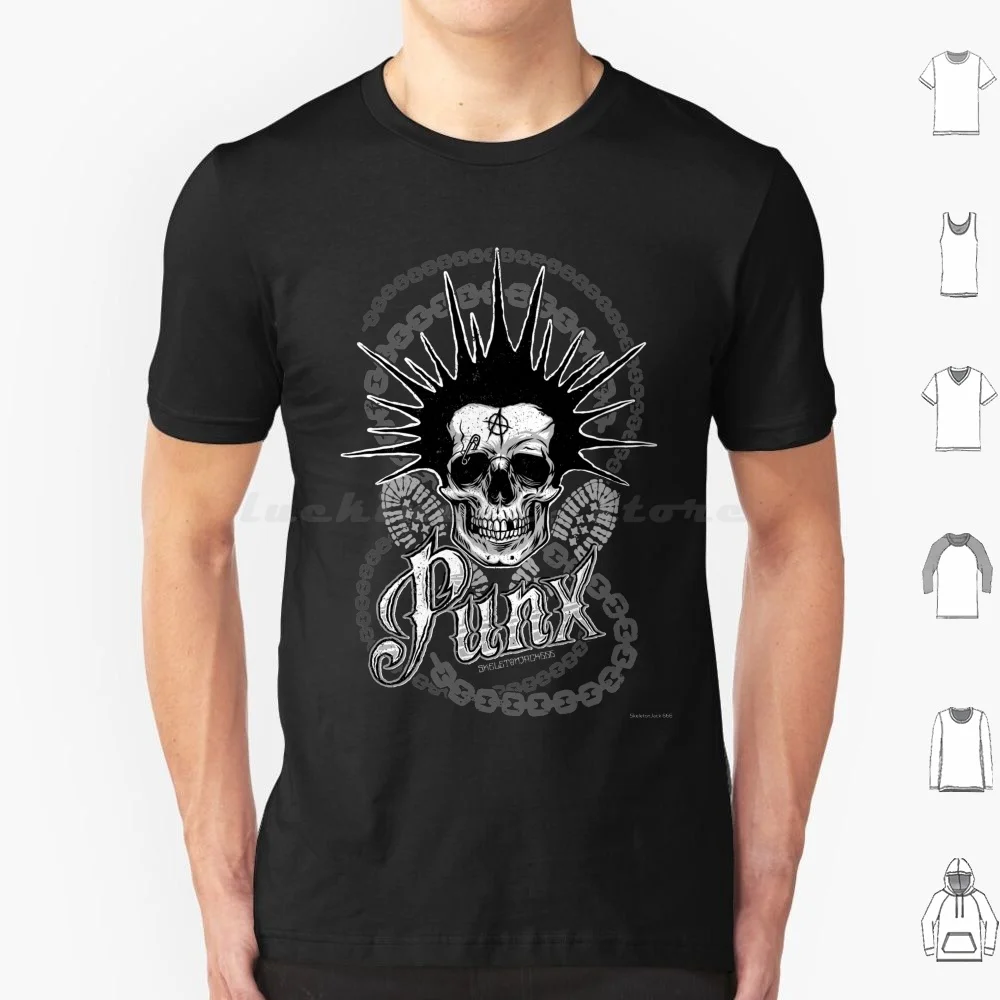 Punx T Shirt Big Size 100% Cotton Punk Punks Punx Anarchy Music Punk Boots Chains Liberty Spikes Spikes Safety Skull Skeleton