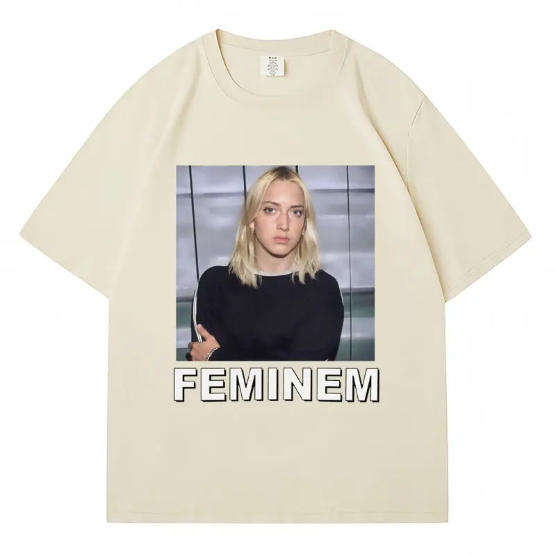 Eminem Feminem Print Funny T-Shirt Men Women Hip Hop Oversized Fashion Hip Hop T-shirts Cotton Casual Novelty T Shirt Streetwear