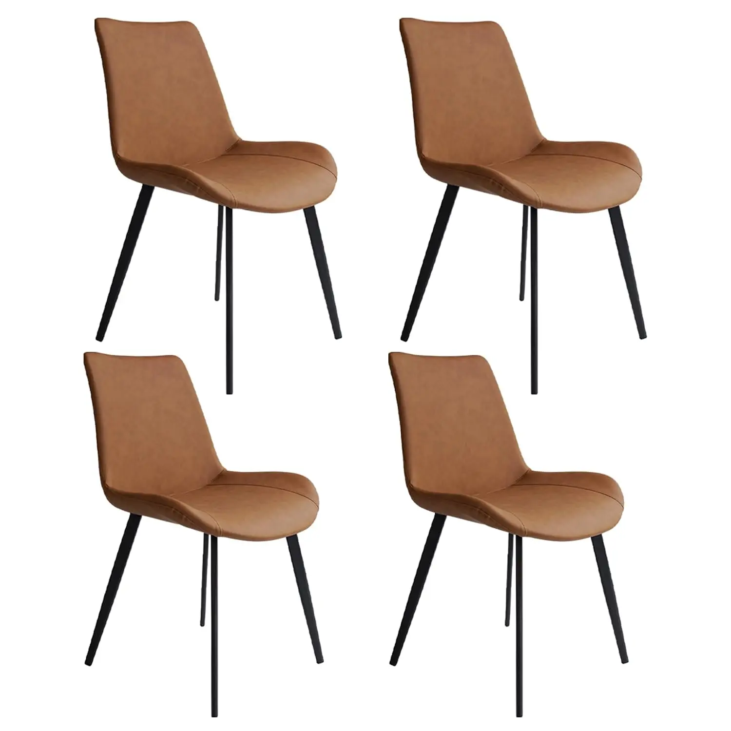 Upholstered Dining Chair Faux Leather Cushion & Metal Leg Kitchen Restaurant Set of 4, Customized