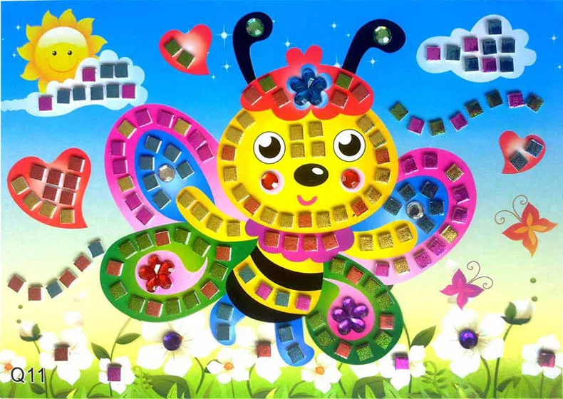 2 Pcs/Set Handmade DIY EVA Foam Stickers Cartoon Animal Patterns Kids Creative Mosaics Diamond Puzzle Educational Toys