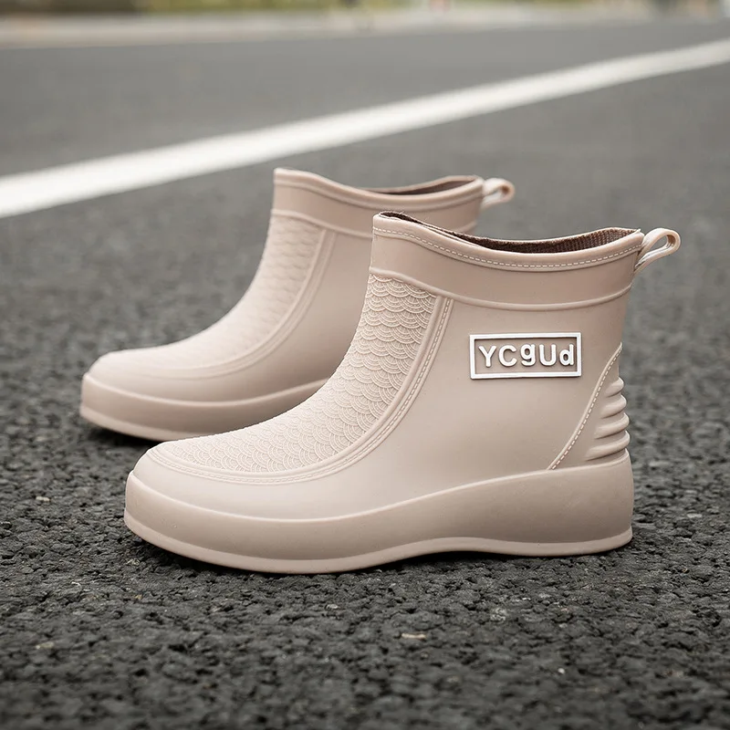 

New Women's Waterproof Shoes Women Non-slip Rain Boots Short Tube Plush Water Boots Fashionable Adult Wear-resistant Light Boots