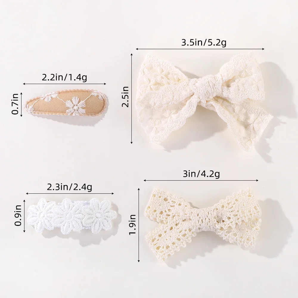 Barrettes à fleurs en dentelle pour enfants, épingles à cheveux blanches pour nouveau-né, nœud en tissu, accessoires pour cheveux de princesse,