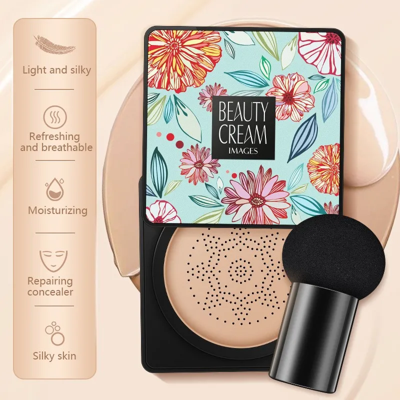 BIOAQUA IMAGES BB Air Cushion CC Cream Foundation Concealer Mushroom Head Whitening Waterproof Brighten Face Base Tone Korean