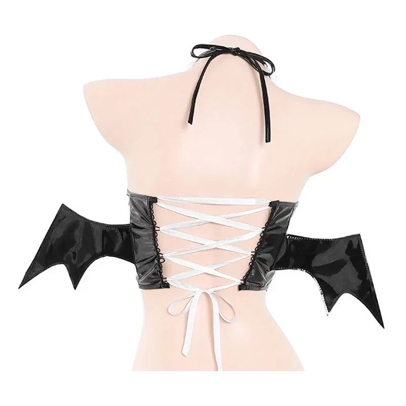 Bad Devil อะนิเมะชุดแม่บ้านฮาโลวีนผู้หญิงค้างคาวปีกชุดเครื่องแต่งกายคอสเพลย์กระโปรงฟองเสื้อผ้าน่ารักสีดํา 2025 ใหม่