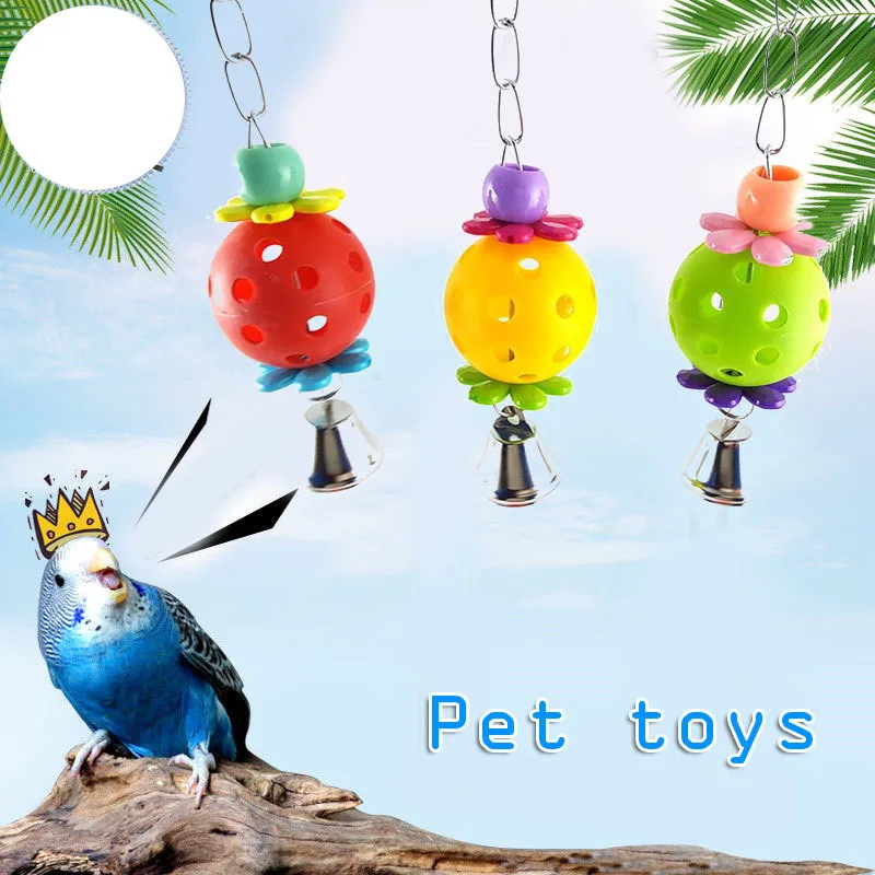 Colors Pet Parrot Toy Egg Bell Ball Hanging Petal Beads Parrot Toy Ball Pet Supplies Home Decroation Bird Supplies Sale