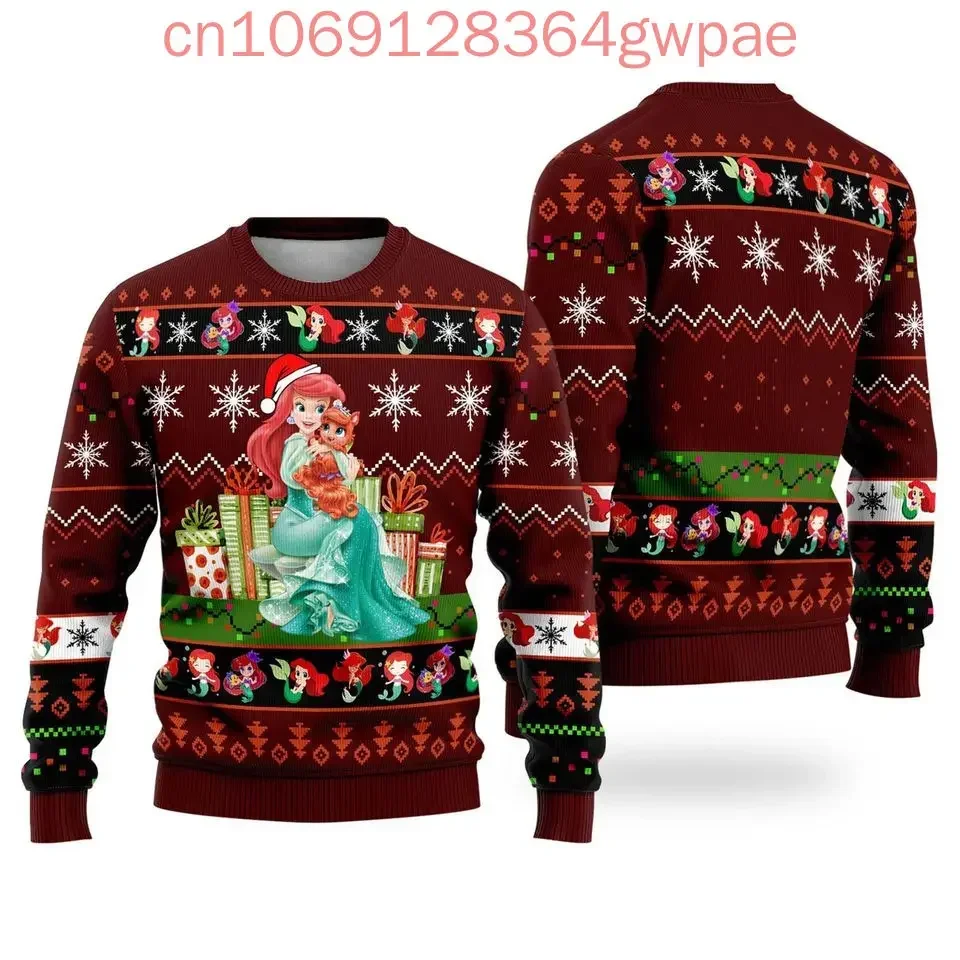 The Little Mermaid Ariel Christmas Sweater Men's Women's 3d Print Ugly Sweater Disney Casual Sweatshirt Ugly Christmas Sweater