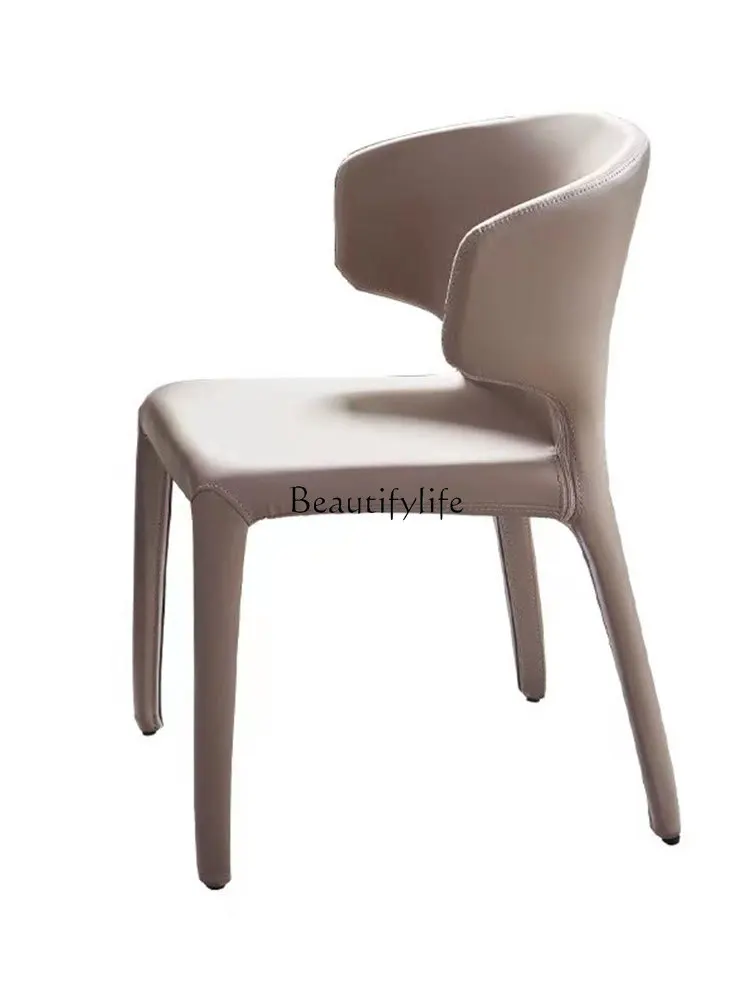 

Nordic Minimalism Leather Dining Chair Modern Simple Home Italian Design Makeup Negotiation Leisure Chair