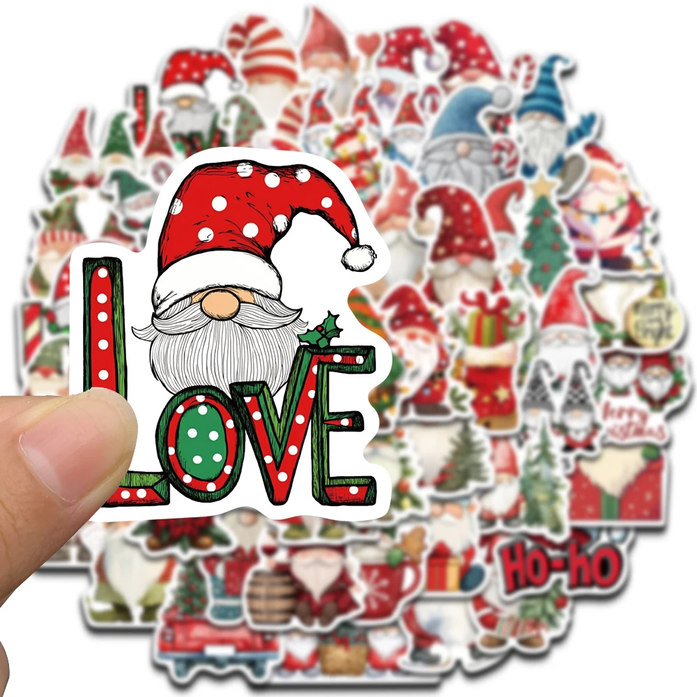 50 pçs feliz natal gnome adesivos pvc decorativo para casa 2024 adesivo de parede presente ano natal 2025 adesivo de telefone estético