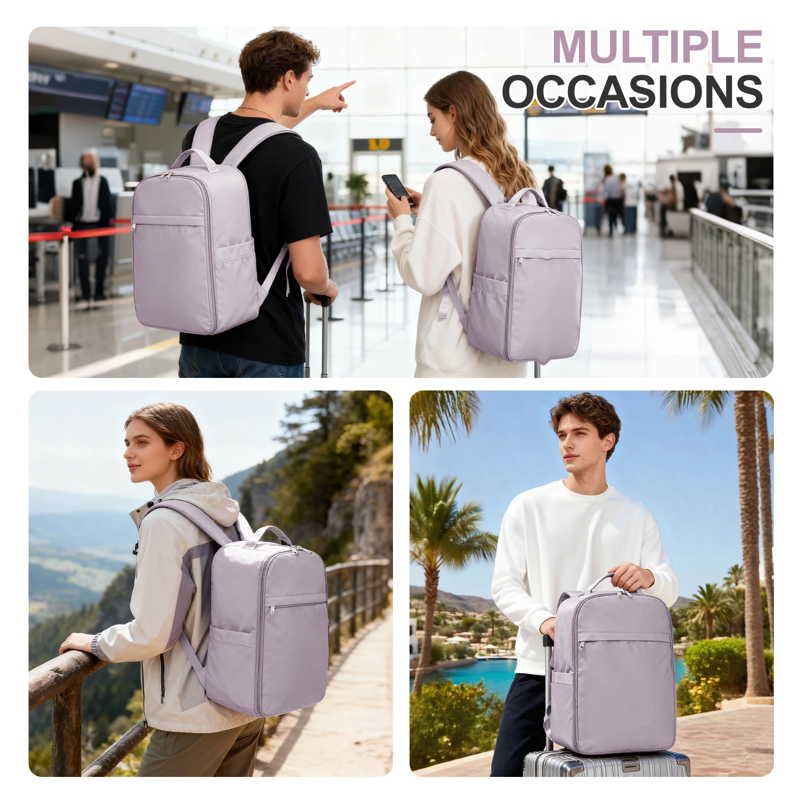 حقيبة ظهر للسفر على شكل طائرة مقاس 40 × 20 × 25، حقيبة ظهر للأمتعة اليدوية EasyJet Carry-Ons للرجال والنساء مقاس 14 بوصة مضادة للسرقة