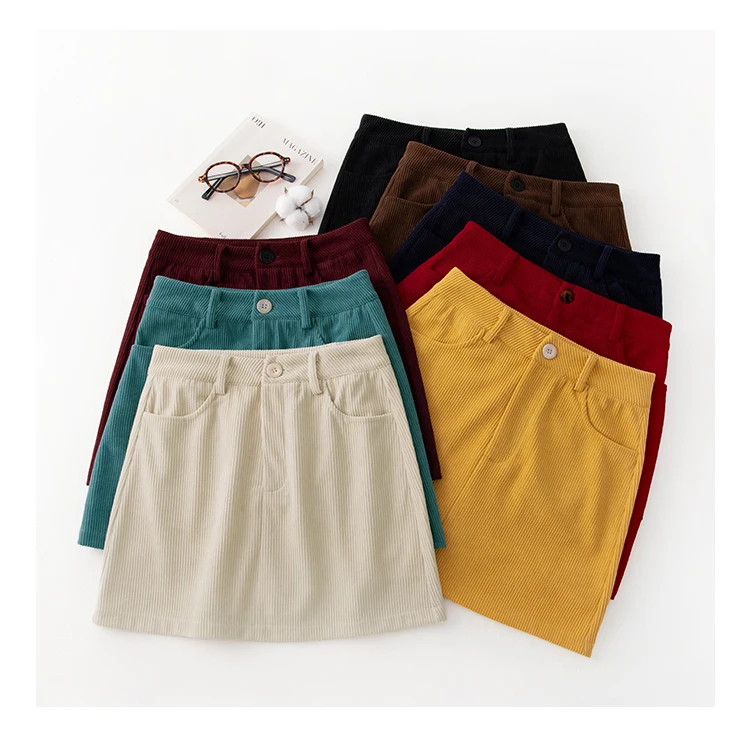 Hochtaillierter Schlankmachender Damenrock Herbst Winter Cord Baggy A-Linien-Minirock Koreanischer Stil Vielseitiger Vintage-Kurzrock 2026 – Detail 3