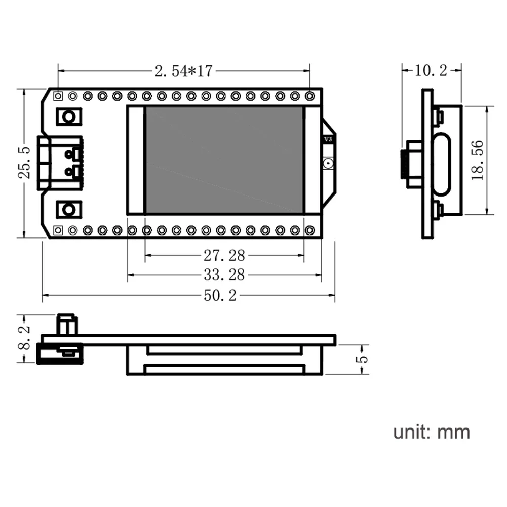 LoRa Kit Board Desenvolvimento com display OLED, Wi-Fi e BT, LoRa32 V3, ESP32, SX1262, 868MHz, 915MHz, 0, 96 Polegada, LoRaWAN, 1 conjunto