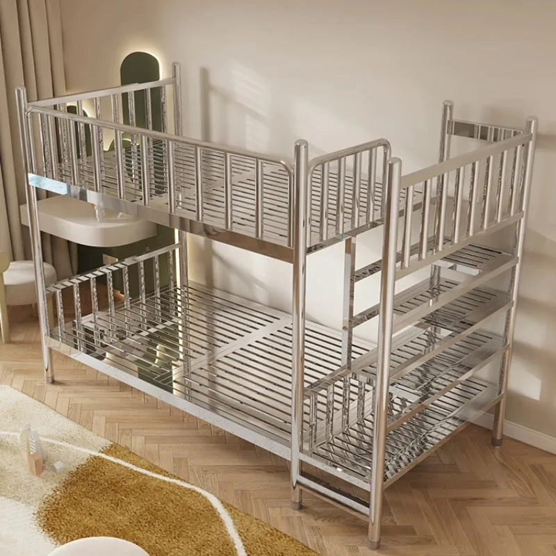 

Thickened and minimalist stainless steel environmentally friendly double decker high and low mother and child bed