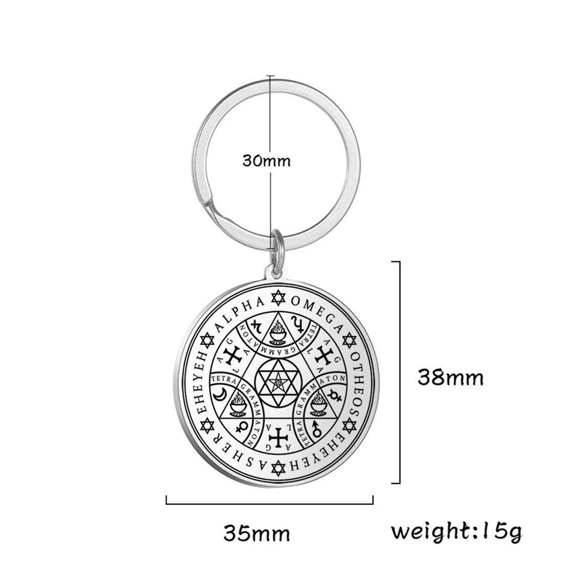 EUEAVAN Seven Archangels Seal Keychain Stainless Steel Star of David Keyring Jewish Amulet Jewelry Gift Unisex