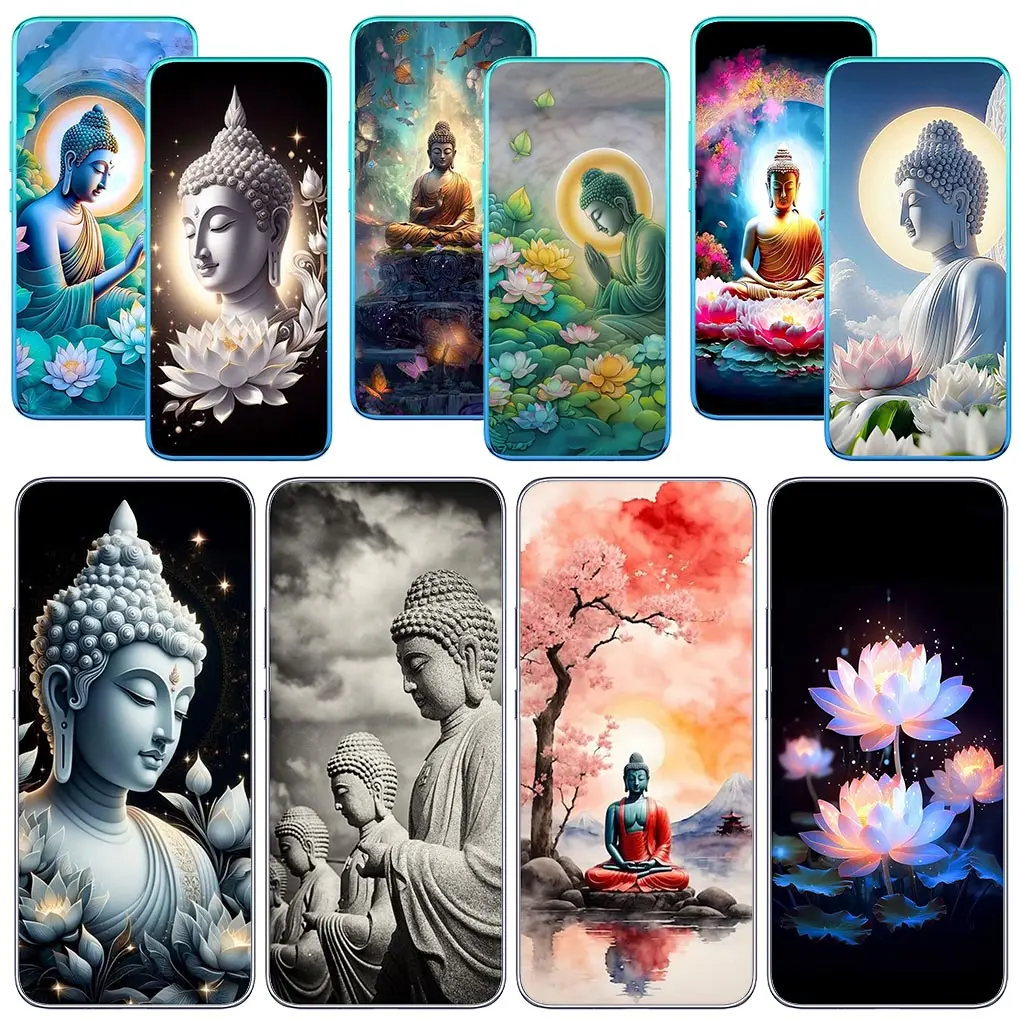 Lord Buddha Wallpaper Lotus Flower Phone for Motorola Moto G04 G71 G73 G32 G34 E7 E14 G7 G8 G9 G24 Power One Fusion Plus G52Case