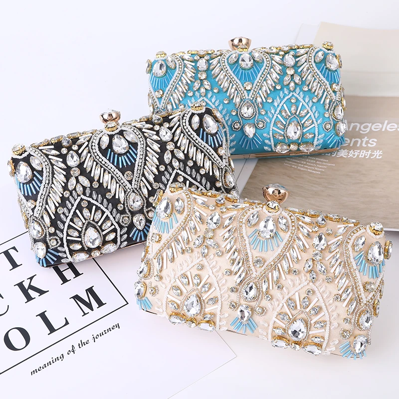 Fashionable design chain mini luxury evening bags High Quality Diamond Purses Handbags Ladies Party Wedding Bags For Females