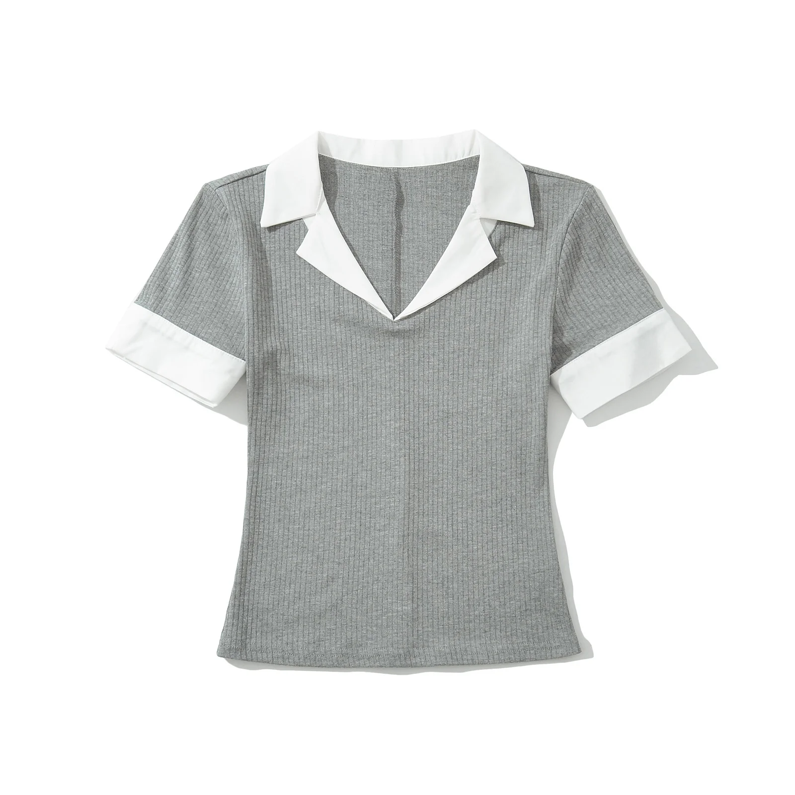 التصميم الأمريكي تحسس irt طوق ort Sve تي شيرت المرأة الصيف التخسيس ort طول أعلى اللون Blo Commute Sle V-Ne #3