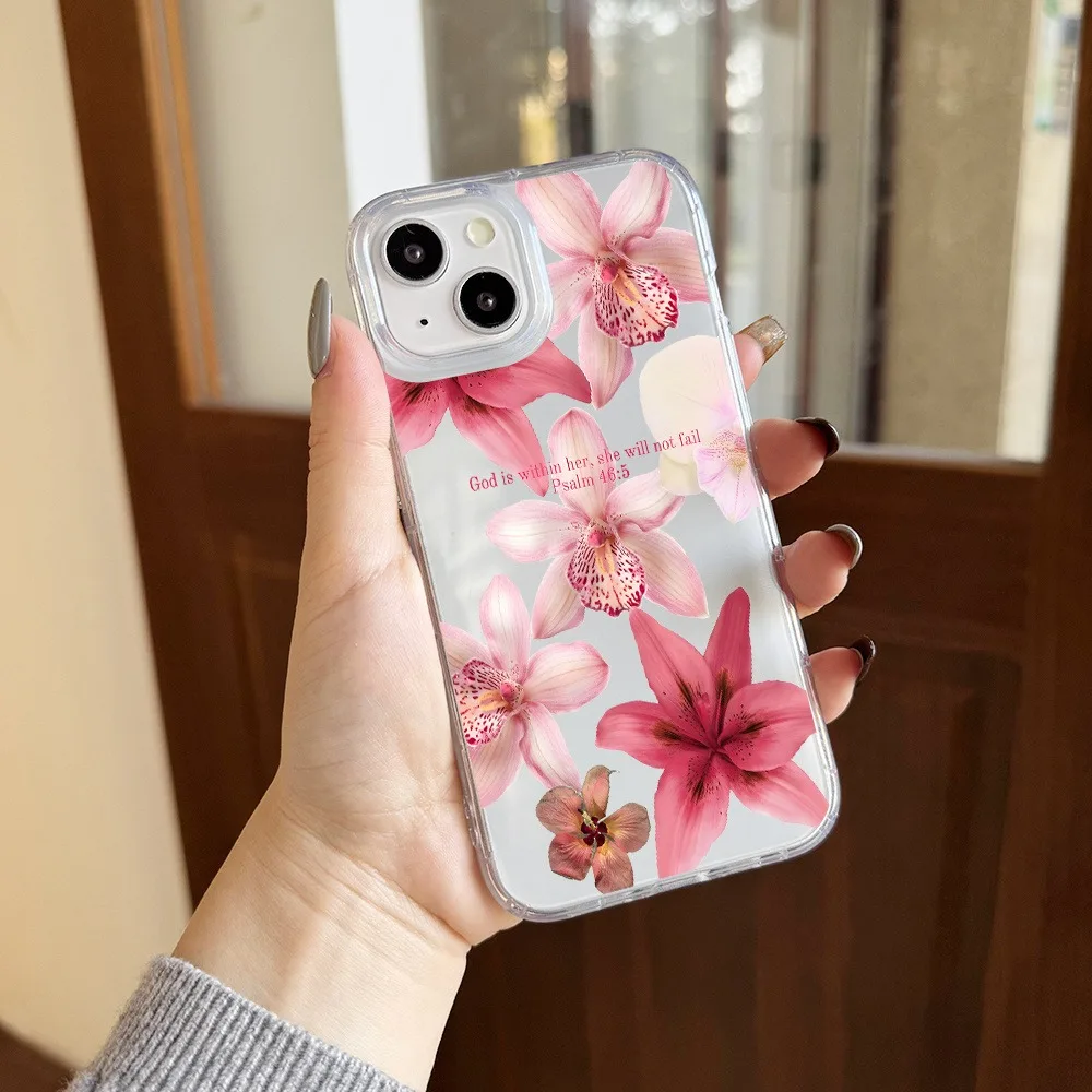 Pink Flower Psalm Christian Quote Trendy Aesthetic Clear Phone Case Cover for iPhone 17 16 11 12 13 14 15 P Ro Max Plus XS X 7 8 - Image 4