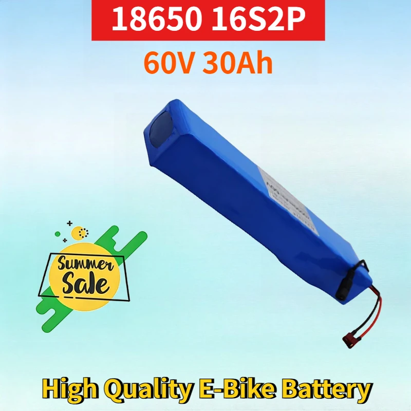 

New 18650 16S2P 60V 30Ah Electric Bike Scooter Lithium-Ion Battery Pack High Quality E-Bike Rechargeable Battery with Charger