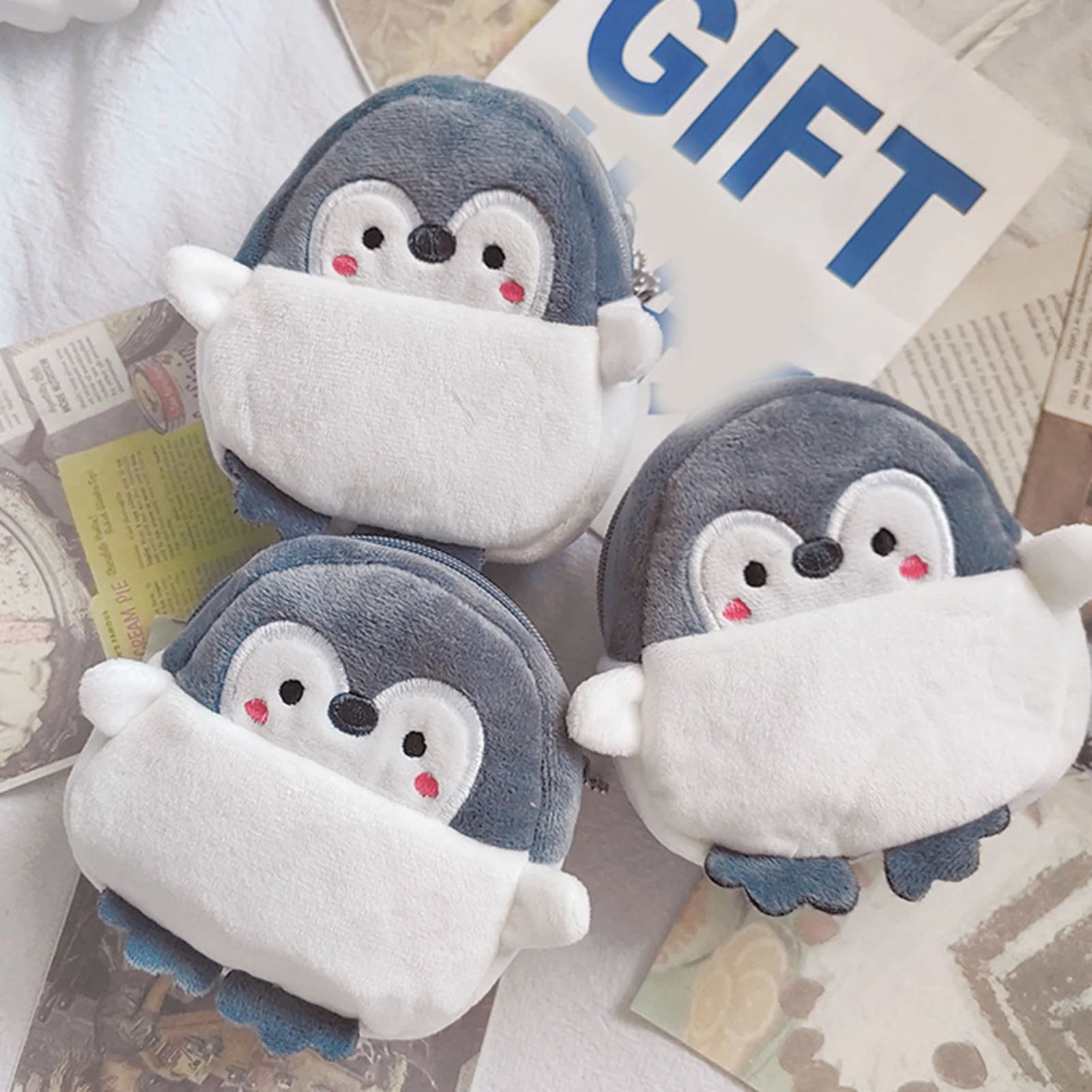 

Женский кошелек для монет, мини-сумочка, милый плюшевый кошелек в виде пингвина, маленькая сумочка на молнии для женщин и девочек на День святого Валентина