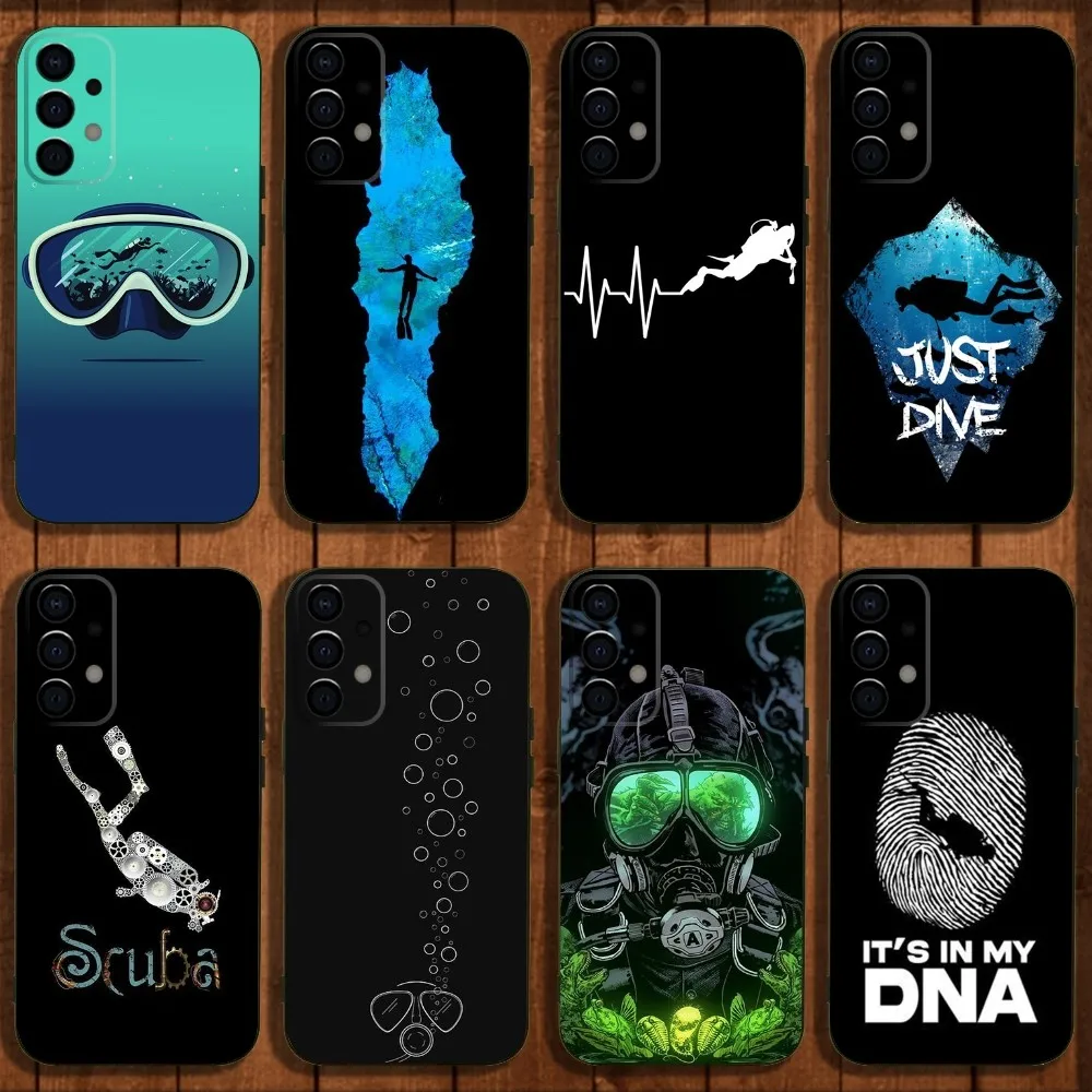

Diver Diving Phone Case For Samsung Galaxy A13,A21s,A22,A31,A32,A52,A53,A71,A80,A91 Soft Black Cover