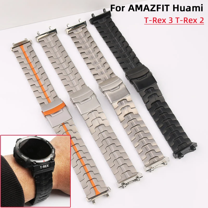 For AMAZFIT Huami T-Rex 3 T-Rex 2 Titanium Alloy Watch Strap Modified Advanced Titanium Metal Bracelet Smart Watchband Wristband