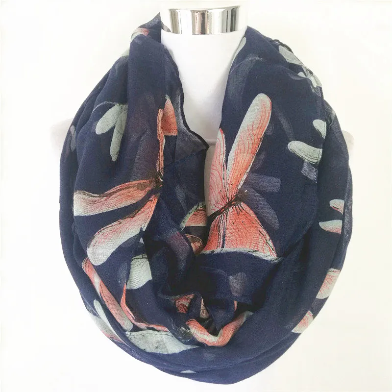 New Arrival Fashion animal print ring Scarf dragonfly ladies scarves Pashmina women scarves Butterfly hot sale infinity scarf