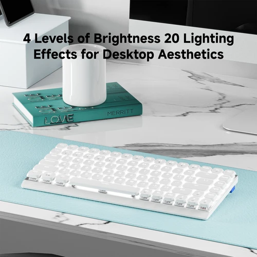 Imagen 2 del producto EWEADN MK84 Teclado mecánico para juegos de bajo perfil, inalámbrico Bluetooth trimododo, portátil, diseño elegante para juegos y oficina