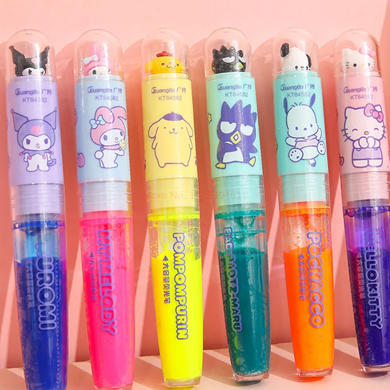 Genuine Sanrio Liquid Cartoon Highlighter With High Appearance Level Creative Color Emphasis Lineation Marker Pen Student Gifts