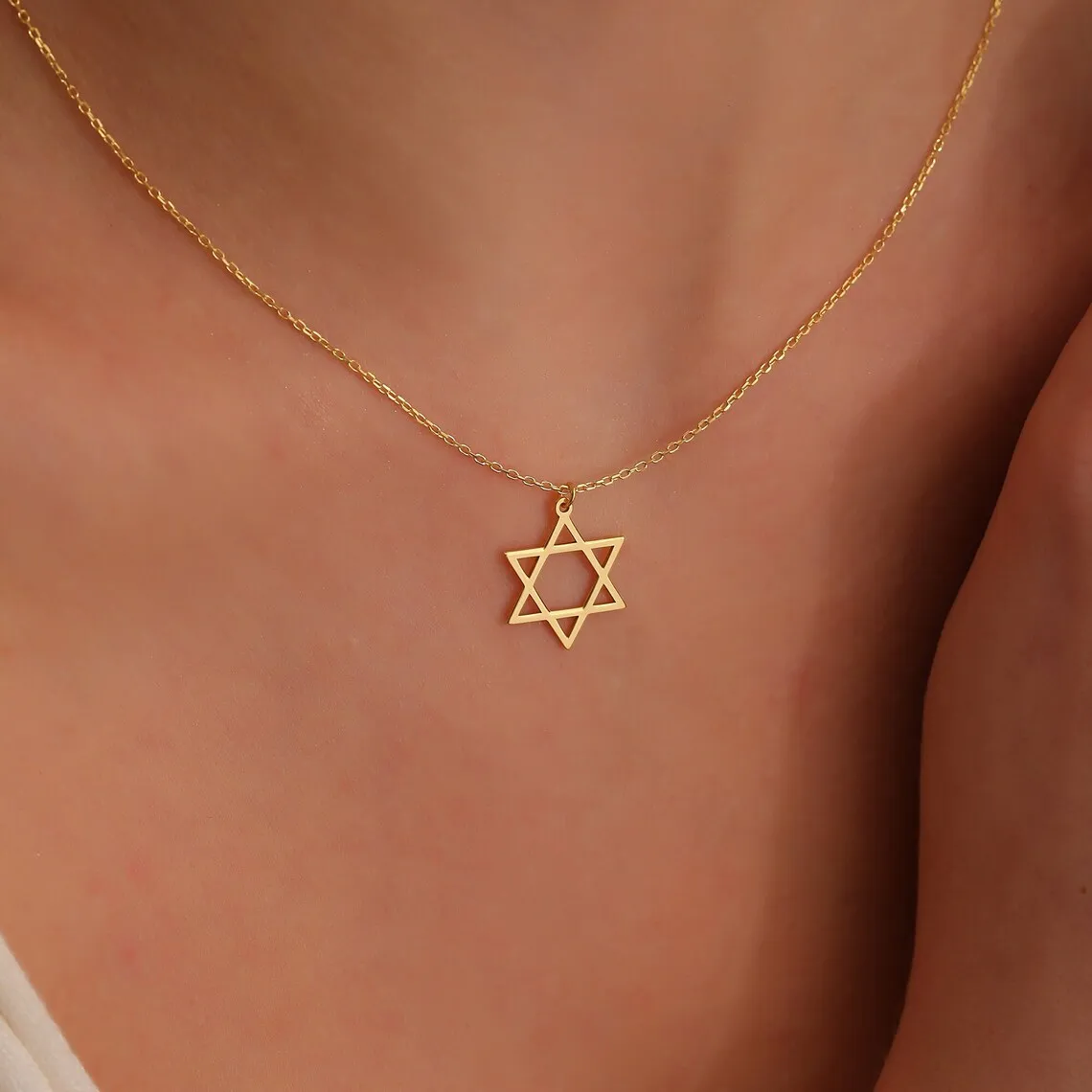 Fashion Mogen Star of David Pendant Necklace for Women Stainless Steel Jewish Symbols Necklace Men\'s Religious Amulet Jewelry