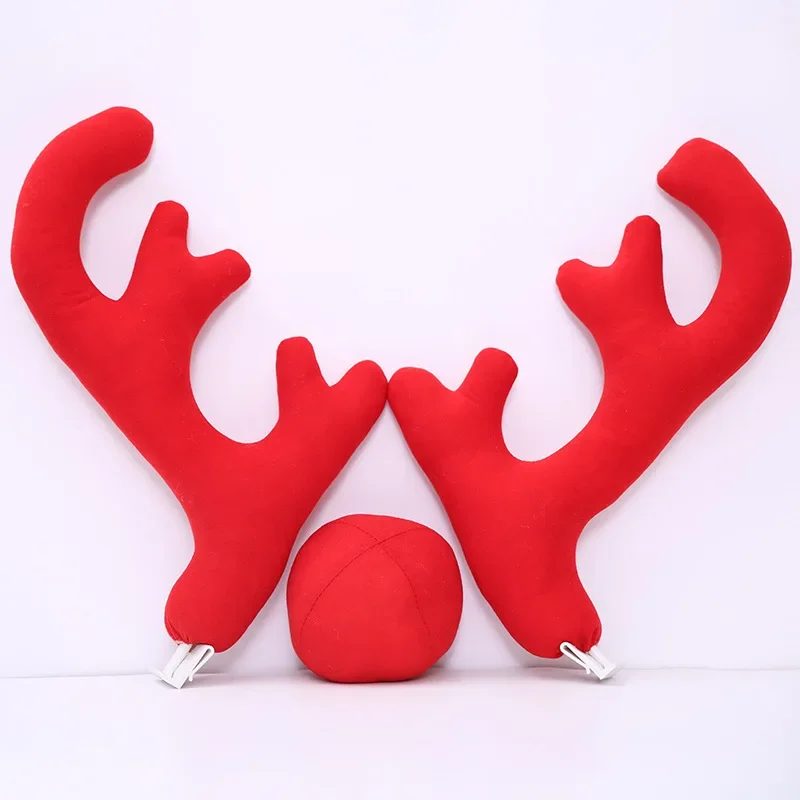 Christmas car decoration with large antlers, Christmas decorations, car decoration with Christmas antlers, car antlers