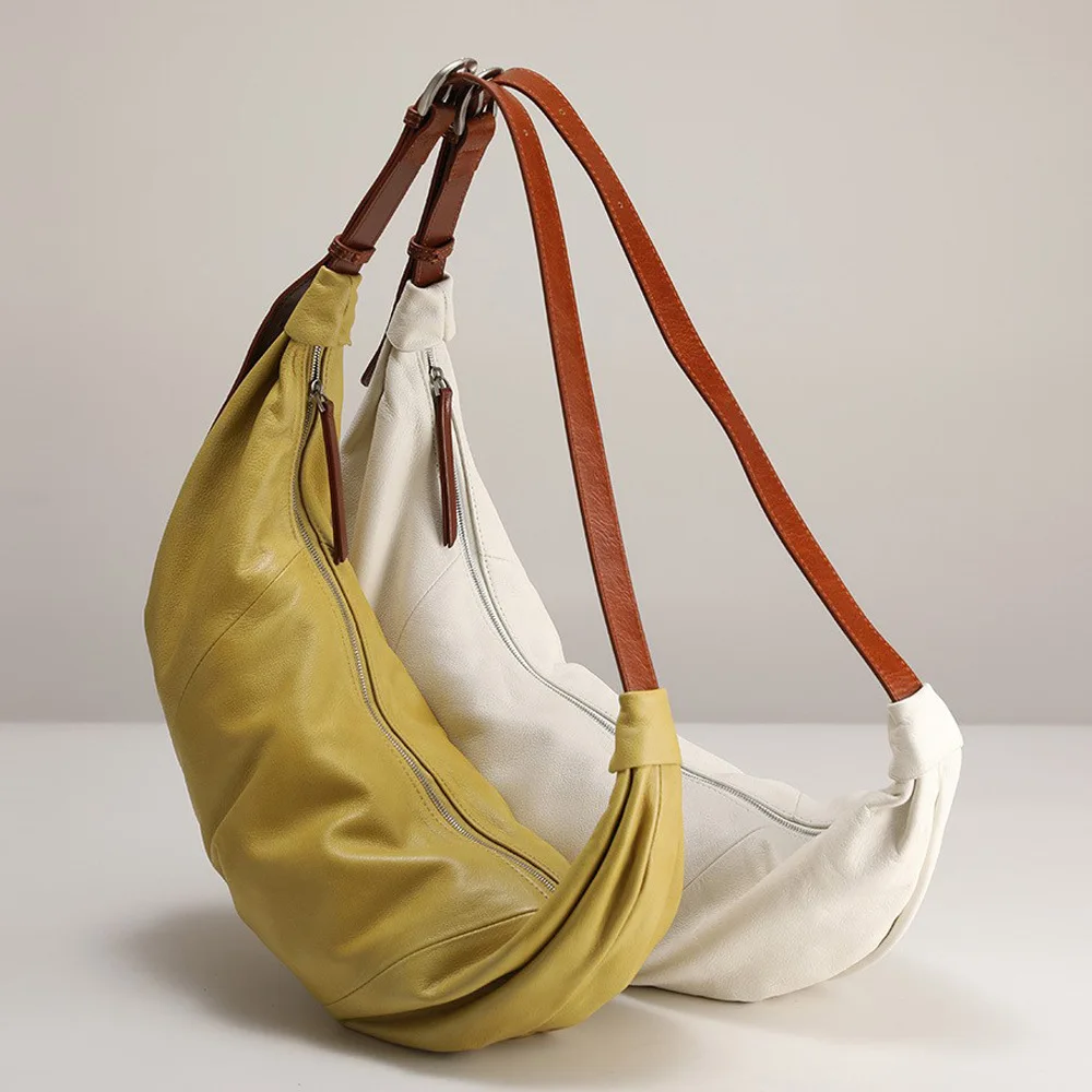 

2025 Top Layer Laid-back Relaxed Style Genuine Leather Large Capacity Dumpling Bag Armpit Single-shoulder Designer Luxury Bag