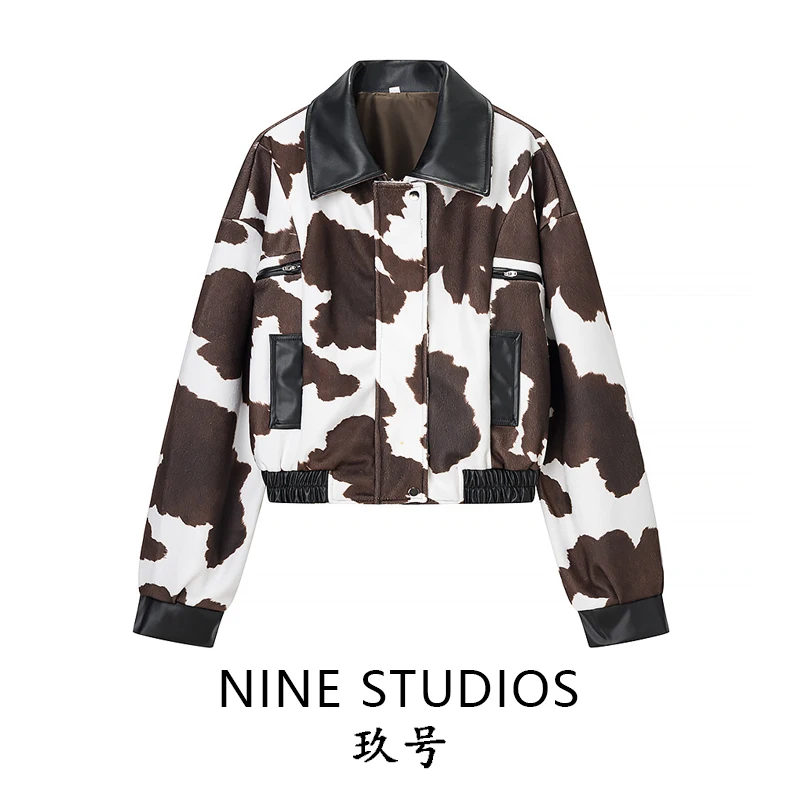 Casual ort Jaet Women's Slim Fit Zipper Long Sve Dyed Tassel Print Leather Patchwork Jaet Outerwear Ladies Faion