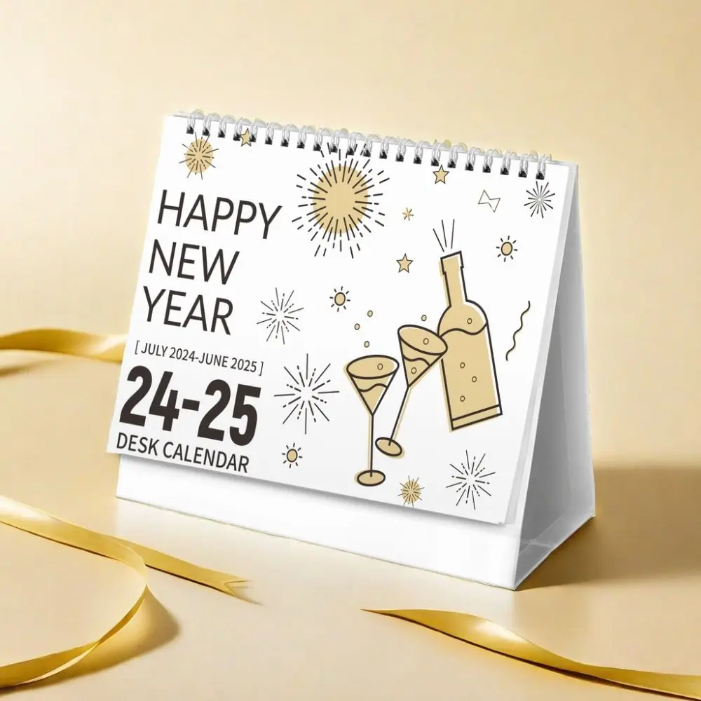 영어 2025 책상 달력, 창의적인 일정 계획표, 할 일 목록, 간단한 달력 플래너, 2024.7 부터 2025.6 까지 선물