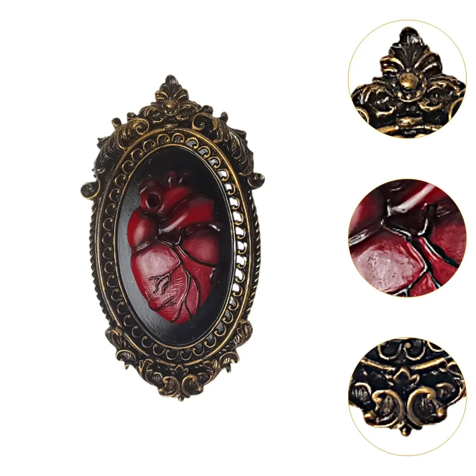 Heart Wall Sculpture Vintage Art Craft Artwork Wall Decoration Halloween Gift Heart Ornament for Home Hallway Cafe Shop Bedroom