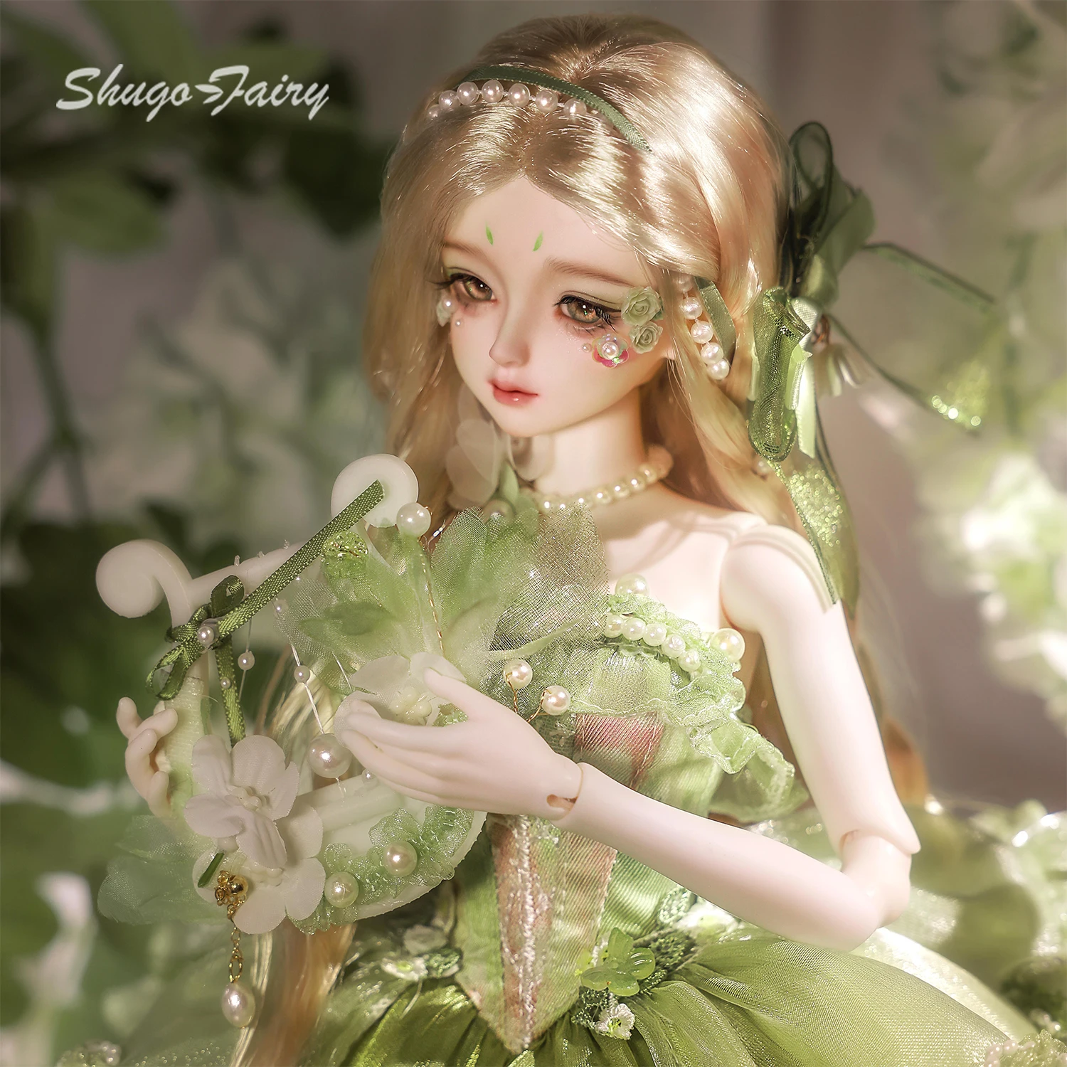 

Кукла BJD 1/4 Fuka C ShugaFairy, полный комплект, весенний зеленый эльф, маленькая шарнирная кукла с небольшим бюстом, женская фигурка из смолы