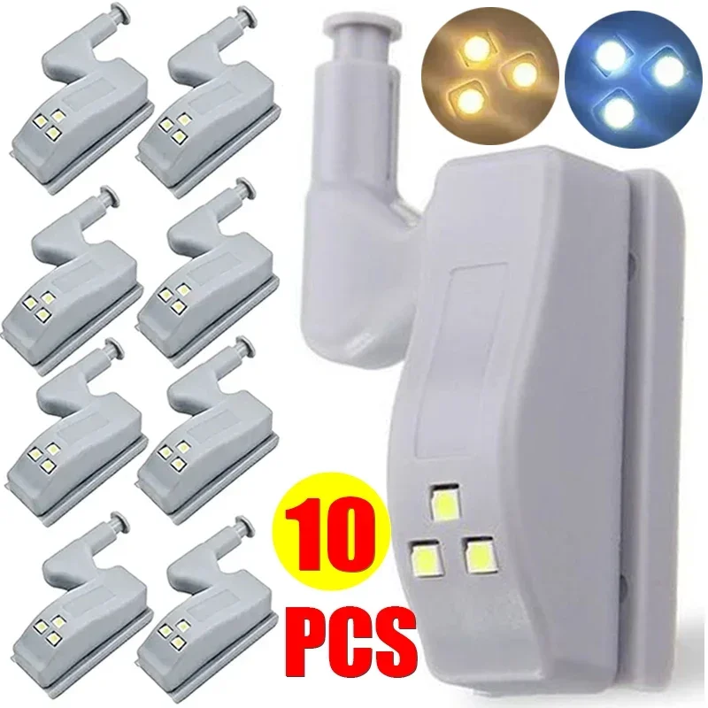 

10pcs 1pcs LED Inner Hinge Lamp Under Cabinet Light No Battery Wardrobe Cupboard Sensor Lights Bedroom Kitchen Closet Night Lamp